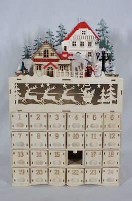 RARE! NBC TRADING 3D WOODEN LIGHTED ADVENT CALENDAR NEW "MISSING 1 DOOR" |  eBay