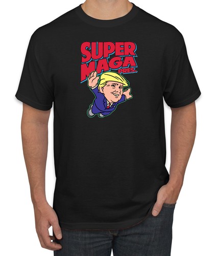 Super MAGA Pres Funny Donald Trump 80s Video Game Parody T-Shirt