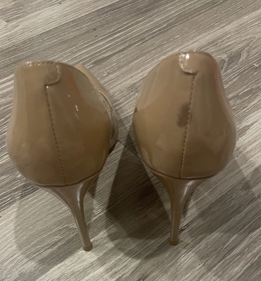 Tacones Jeffrey Campbell Nude beige tostado talla 10 puntera puntiaguda clásicos charol Foto 3 de 4