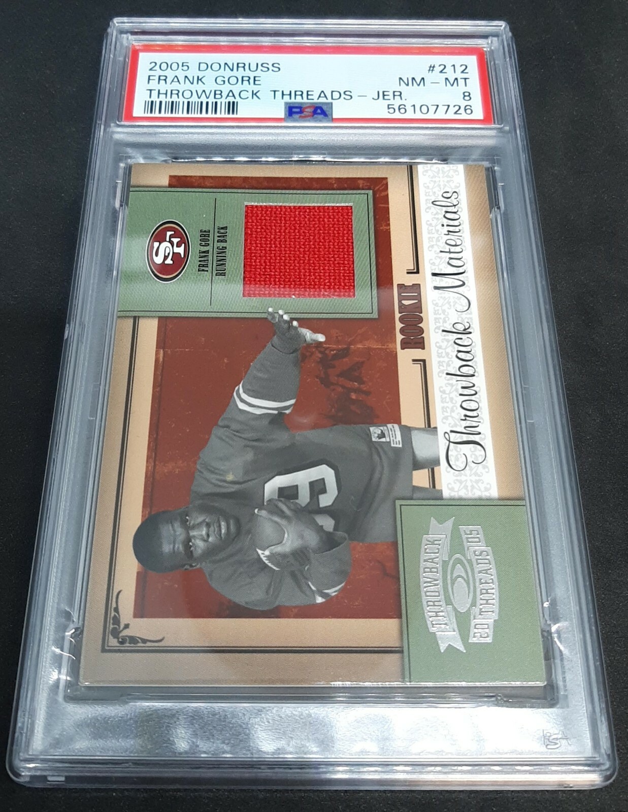 Frank Gore Donruss Throwback Threads #212 Jersey