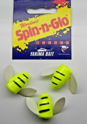 SPIN N GLO LOT 3 SPINNER LURE DRIFT BOBBER TROUT SALMON STEELHEAD WORDEN'S #6