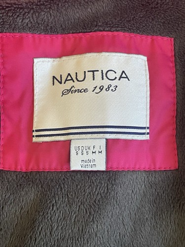 Nautica Gray & Pink Casual Outdoor Hooded Jacket Fall Transition Small Raincoat - Picture 12 of 14