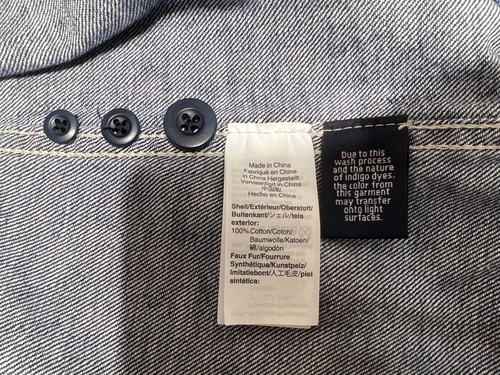 Madewell Women Medium Denim Northward Cropped Army Jacket White Sherpa Collar - Picture 8 of 8