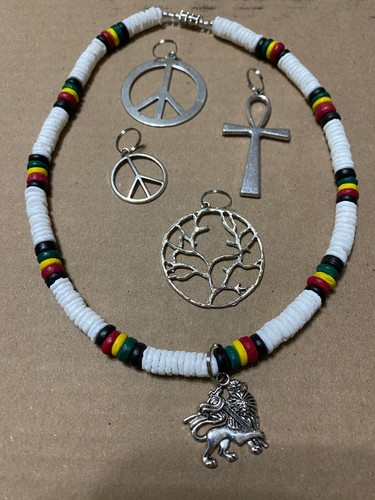 Rasta Puka Clam Shell Necklace All sizes - Picture 58 of 78