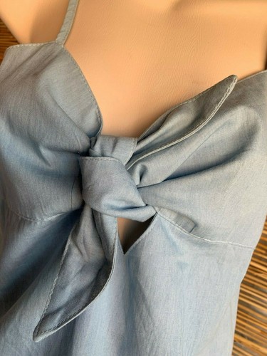 Denim look dress Length is 57cm frm under arms Brand new Tie Bust 86cm Hip 94cm. - Picture 3 of 6