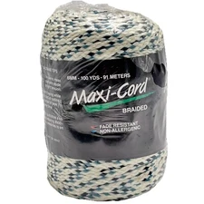 Maxi-Cord Braided Macrame Cord B81 White Blue & Turquoise Specks 6mm 100 Yds NOS