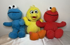 Vintage Lot Of 3 Tyco Sesame Street Plush Stuffed Animals Big Bird Elmo Cookie