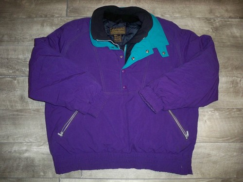 Vintage Eddie Bauer Goose Down Mens Puffer Puffy Pullover Jacket Coat Large 90s - Picture 1 of 8