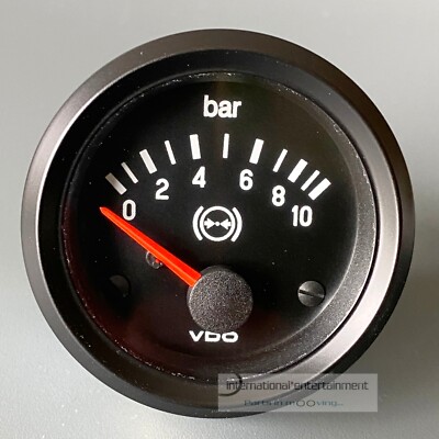 VDO ZUSATZ INSTRUMENT DRUCK manometer 10 BAR 12 VOLT GAUGE  PRESSUR GAUGE  52mm