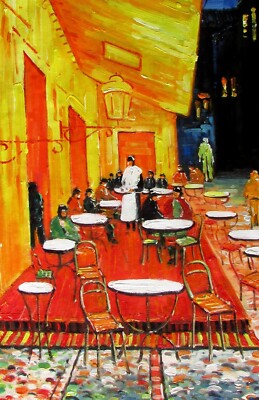 Vincent Van Gogh Cafe Terrace at Night Repro, Hand Painted Oil