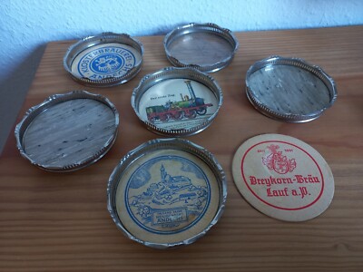 6x Alte Untersetzer, Nicht Magnetisch, Für Bierdeckel, Metall Blech Dreykorn