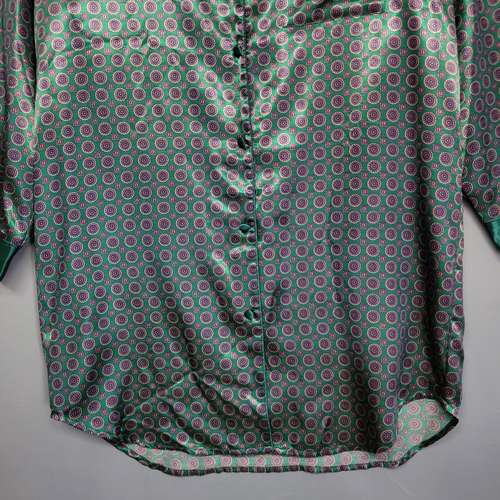 Vintage Bali Studio Collection Night Shirt Womens M Green Button Front Geometric - Picture 3 of 11