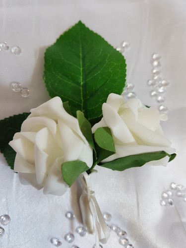 Buttonholes Corsage Wedding Flowers 18 Colours Artificial Everlasting Foam Roses - Picture 6 of 36