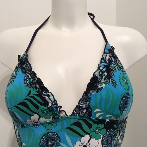 Moontide Medallion Blue Swimsuit UK 8 Halterneck Swimming Costume Bathing Suit - Picture 2 of 7
