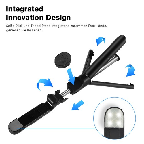 Bluetooth Selfie Stick Stativ für Smartphone iPhone 13 12 11 Pro Max, Samsung DE - Zdjęcie 51 z 83