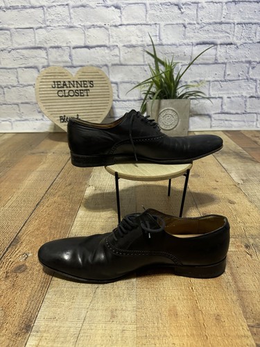 GUCCI 'Brogue' Men’s Sz 8 Black Leather Plain Toe Oxfords Italian Shoes - Picture 3 of 15