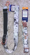 Top Paw Comfort Neoprene Marble Dog Collar (M) w/Matching Leash (4ft)