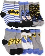 DC Batman 6 Pack Crew Socks Infant Baby Boys Toddler 12-24 Months New 6 Pairs