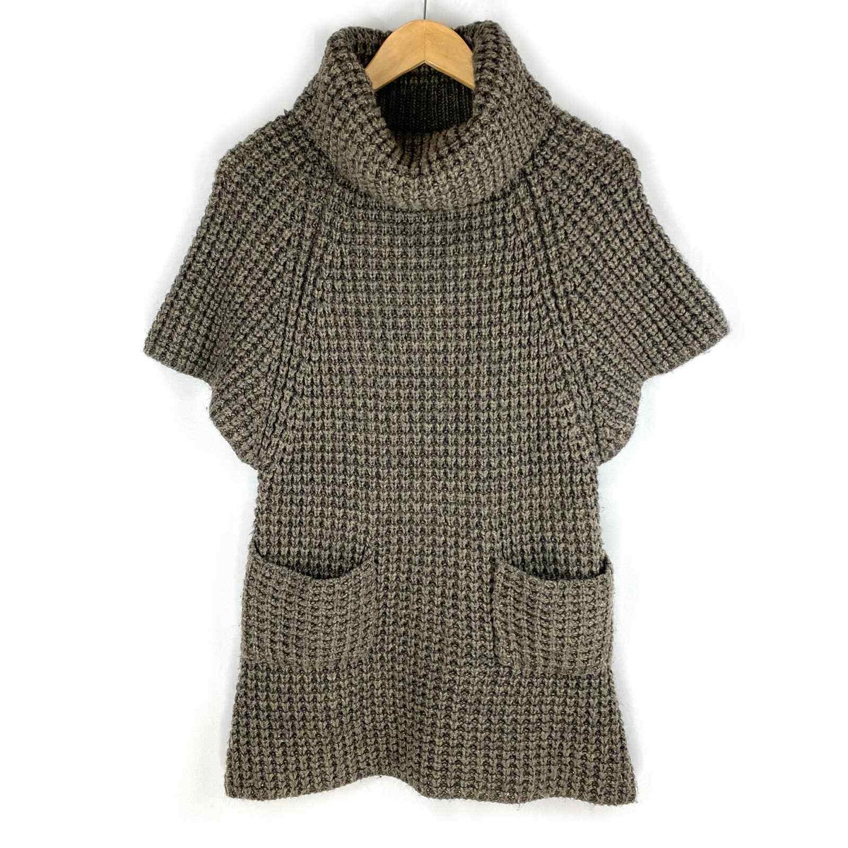 Kaidal Chunky Sweater Dress Womens Taupe Short Sleeve Cowl Neck Mini One Size Kaidal Chunky Sweater Dress Womens Taupe Short Sleeve Cowl Neck Mini One Size