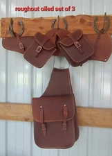 Horse Tack Saddle Bags Gun scabbard oiled rough out Free matching horn bag hunt