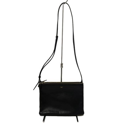 Auth CELINE Trio Large - Black Leather Shoulder Bag