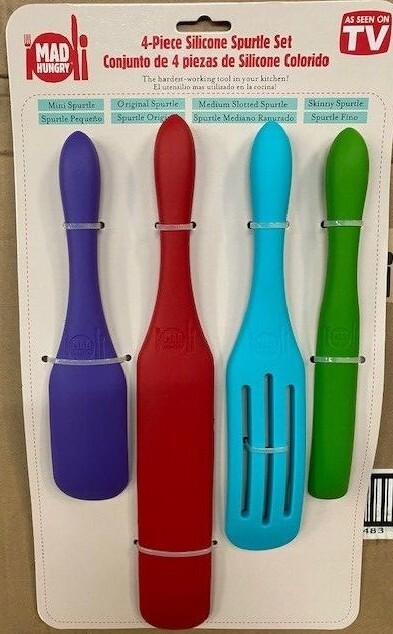 Mad Hungry Silicone 4-Piece Spurtle Kitchen Utensil Set Cooking Spoons Stirring