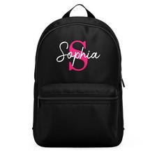 Personalised Girls Mini Back Pack Pink Name and Initial Backpack to School Gi...