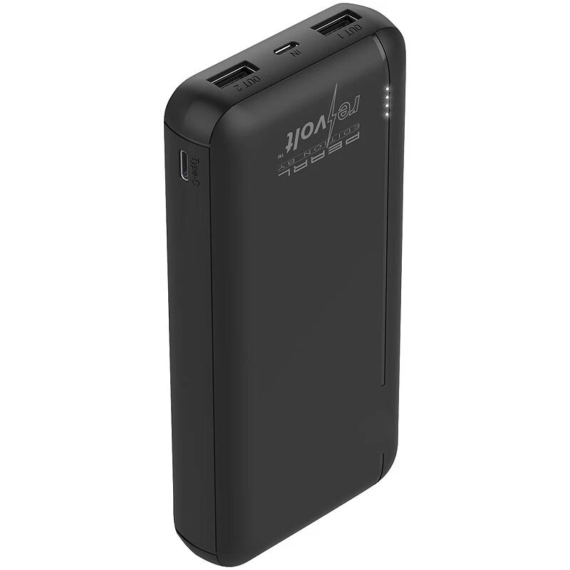 revolt USB-Powerbank mit 20.000 mAh, USB-C Power Delivery, QC 3.0, 3 A, 20 W - Bild 2 von 4