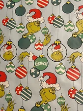 Grinch Ornaments Light Blue Christmas Gift Wrapping Paper 2 Yards FOLDED
