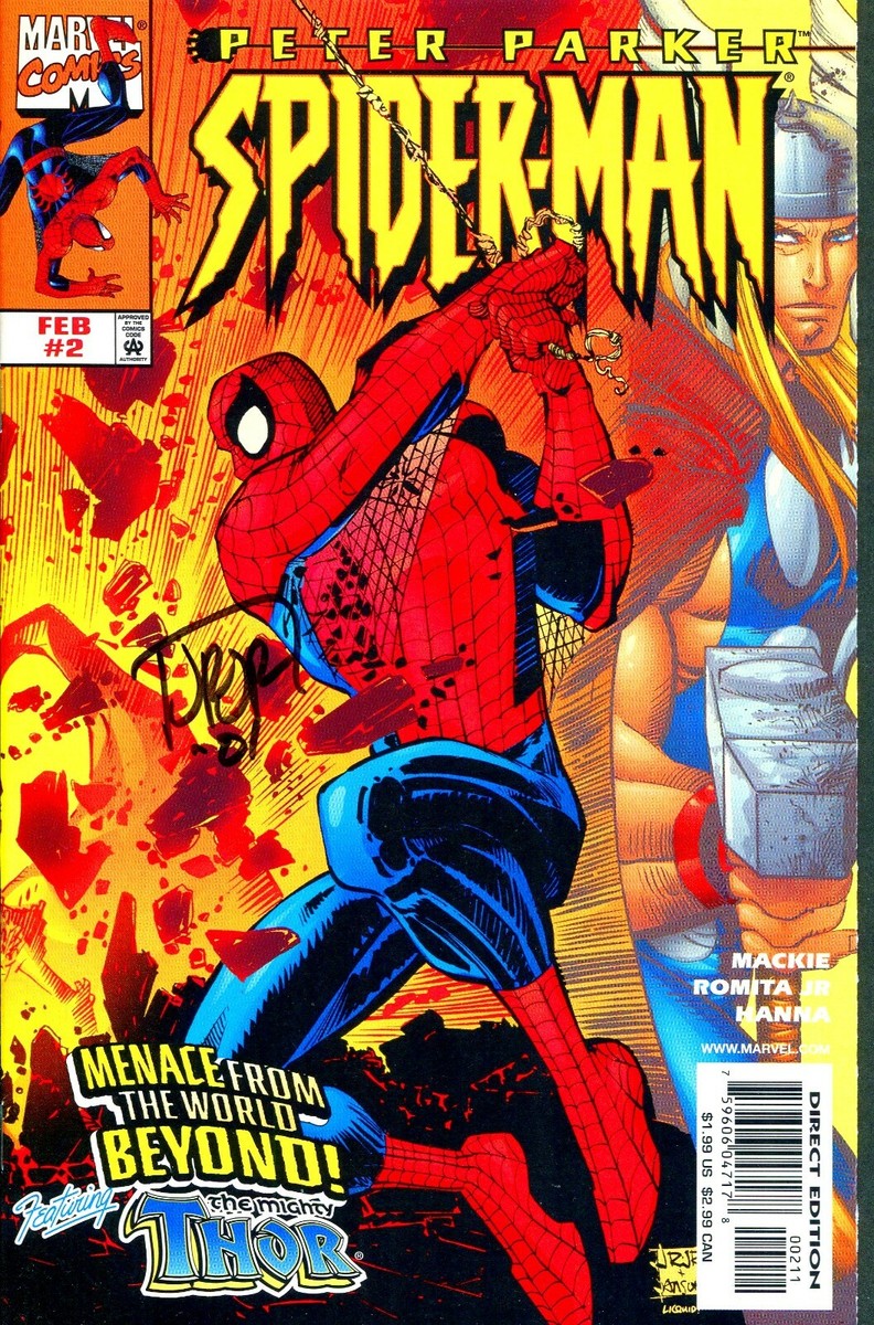 PETER PARKER SPIDER-MAN #2 THOR SIGNED BY ARTIST JOHN ROMITA