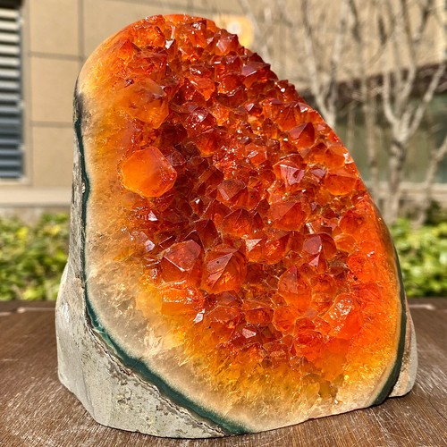 4.2LB - Orange Yellow Crystal Geode - Natural Decor - Healing Crystal Cave - Foto 6 di 17
