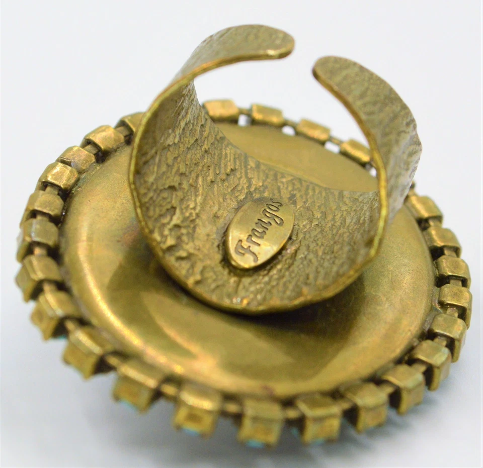 Anillo InP Nikolas Frangos Cristal Swarovski Gris Hematita Azul Turquesa Talla Única Foto 3 de 4