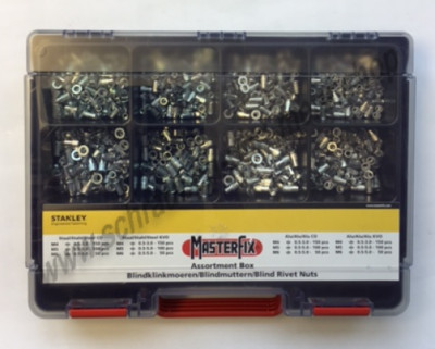 Stanley Nietmuttern Blindmuttern Set Koffer M4 M5 M6 Alu + Stahl Sortiment