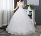 UK Floor Length Sequins Lace Bridal Gown Sleeveless A Line Wedding Dress Size 14