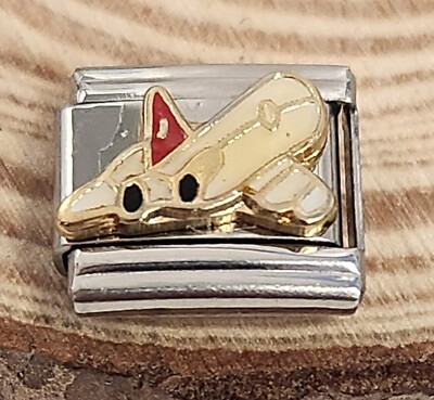 Airplane Flight Vacation Fly Travel Italian Charm 9mm Bracelet Link 