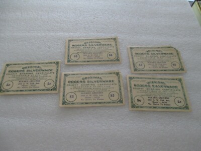 LOT OF 5  VINTAGE Rogers Silverware Profit Sharing Coupon MCNAB'S GROCERY  MIAMI