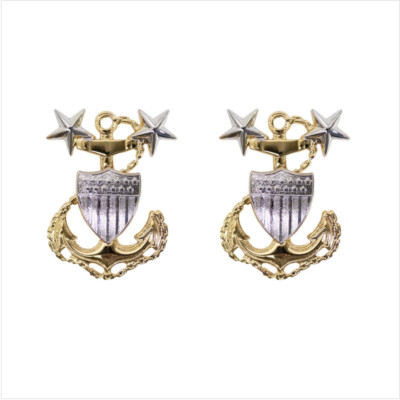 GENUINE U.S. COAST GUARD METAL COLLAR DEVICE: E9 CHIEF PETTY OFFICER: MASTER