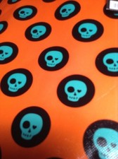 NEW Dark Orange Halloween Trick or Treat Candy Bag Skulls and Dots Re-usable
