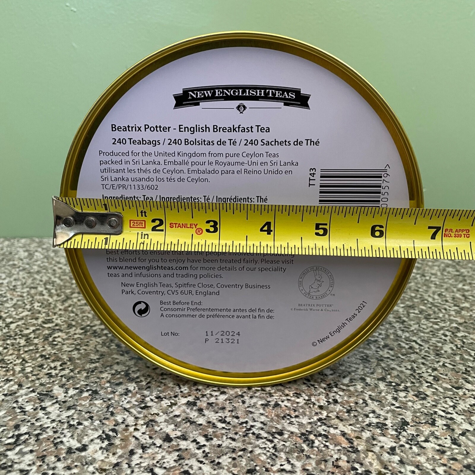 BEATRIX POTTER PETER RABBIT ENGLISH BREAKFAST TEA LARGE EMPTY CANISTER