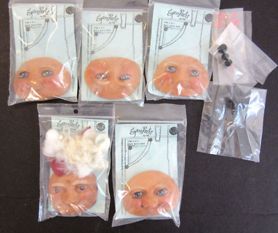 Christmas Santa Head vtg Craft Spare Parts Originals hand painted plaster lot