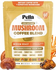 Organic Low-Caffeine Mushroom Coffee 60 Servings with 7 Superfood Mushrooms