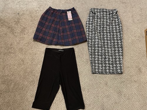 Lot 3 Boohoo Skirts / Biker Shorts Pencil Skirt Size 4 Lot (1 NWT, 2 Used Once)