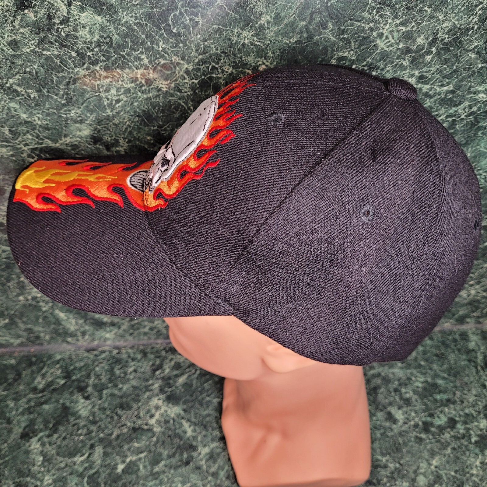 HAT CAP Hellraiser Skull & Fire Embroidered Black… - image 4