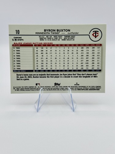 2024 Topps Chrome - rifrattore oro #10 Byron Buxton /50 (degno di PSA) - Foto 2 di 2