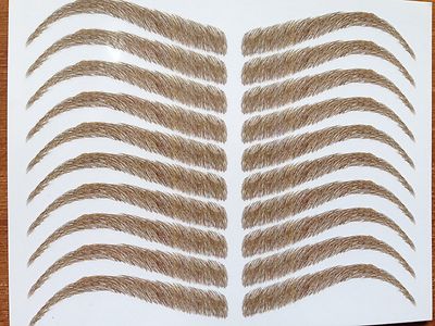 Falsche Augenbrauen UK Verkäufer hellbraun 10 Paar abnehmbares Tattoo Chemo Alopezie