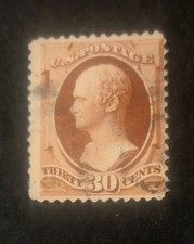 1888 U.S. Scott #217 Used Orange Brown 30 Cent Alexander Hamilton Stamp w/CV of
