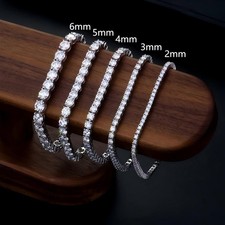 2-6 mm Round Moissanite Tennis Chain Bracelet 925 Sterling Silver PASSES TESTER 