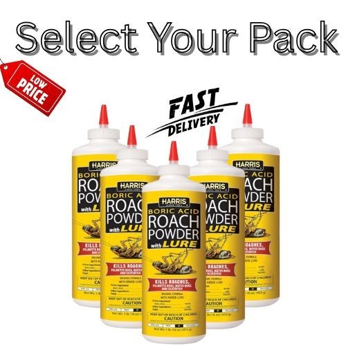 HARRIS Boric Acid Roach and Silverfish Killer Powder w/Lure for Insects (16oz)..