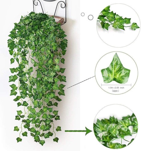 12 Pack Fake Vines for Room Decor Artificial Ivy Garland with Clip Green - Picture 2 of 9