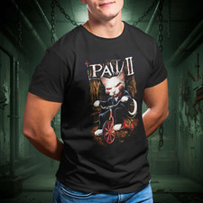 T-shirt PAW II gatto assassino nera - maglietta divertente sequel parodia horror, regalo amante dei gatti